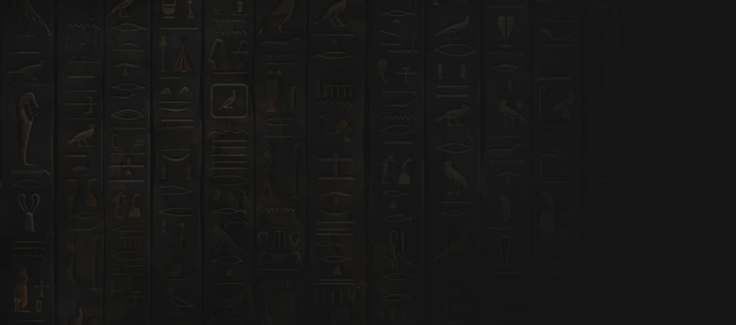 Dark background with ancient Egyptian hieroglyphics